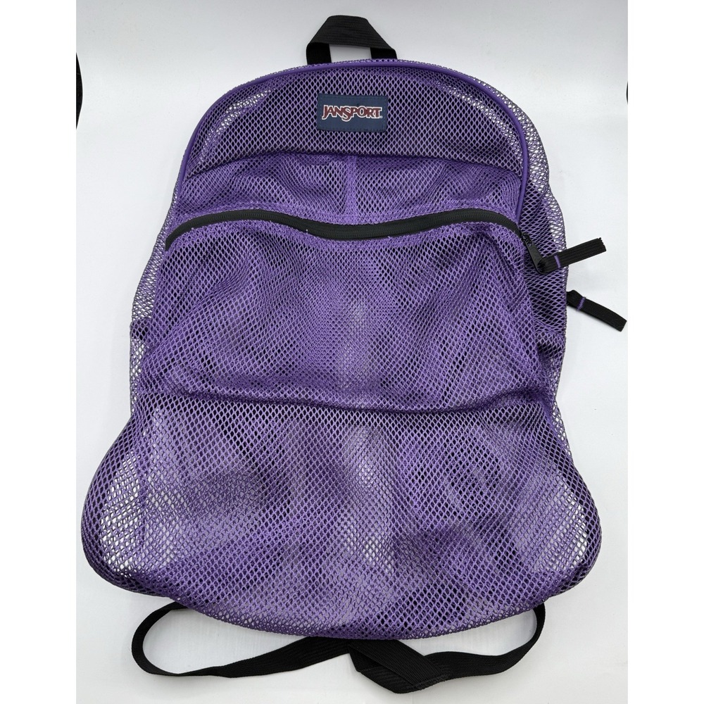 JanSport Full Mesh See Through Backpack Bag Purple Unisex VTG, Purple